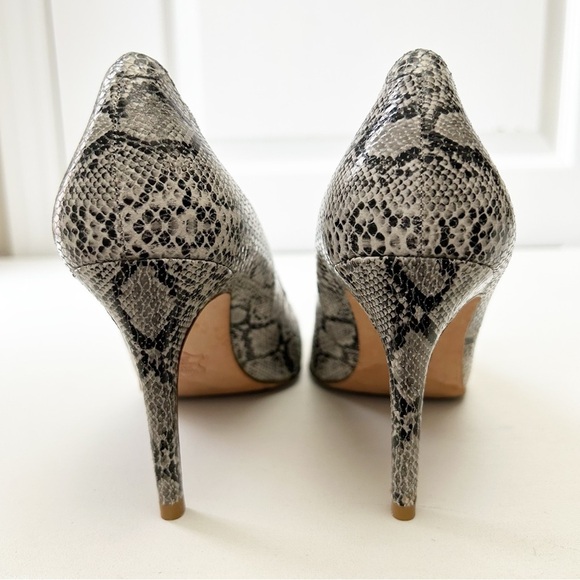 Expression Grey Snakeskin Patterned High Heels Leather Pumps Size 8 - Picture 7 of 16
